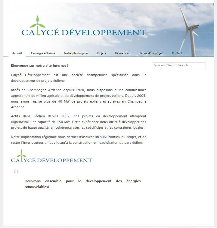 Ancien site Calycé Développement Ancien Site Calycé Développement | Mobius Web – Création de site Web et Agence digitale pour PME