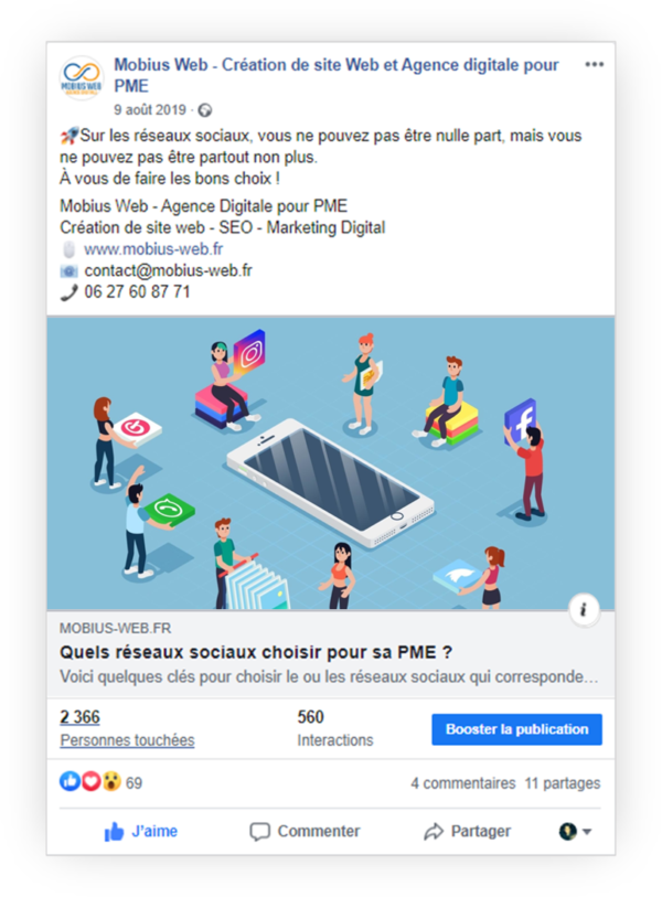 Exemple de publication Facebook Google Autocomplete